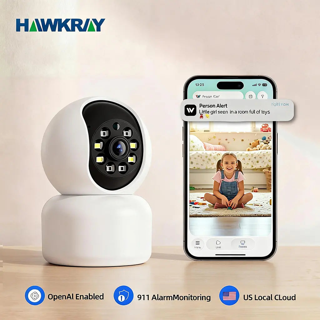 Hawkray Smart Monitor for Homes | 360° Coverage | 3MP 2K HD | AI Pet Recognition | 2-Way Audio and Home Security