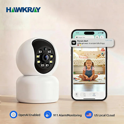 Hawkray Smart Monitor for Homes | 360° Coverage | 3MP 2K HD | AI Pet Recognition | 2-Way Audio and Home Security